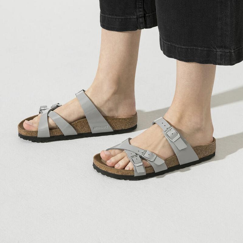 Birkenstock Lak Birko Flor Franca Dame Sølv | DK 444AHK